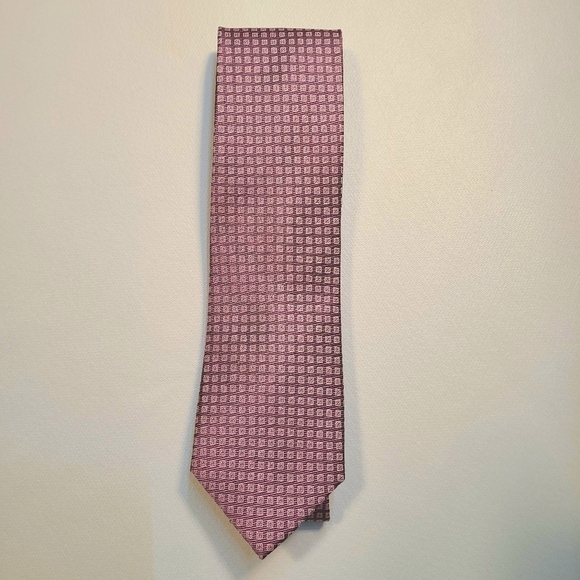 Kenneth Cole Awearness Checkered Skinny Silk Tie Pink Mens Accessories - Picture 4 of 9